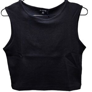 AREA STARS NWT BLACK CROPPED WAFFLE TANK TOP POLY COTTON BLEND SIZE MEDIUM